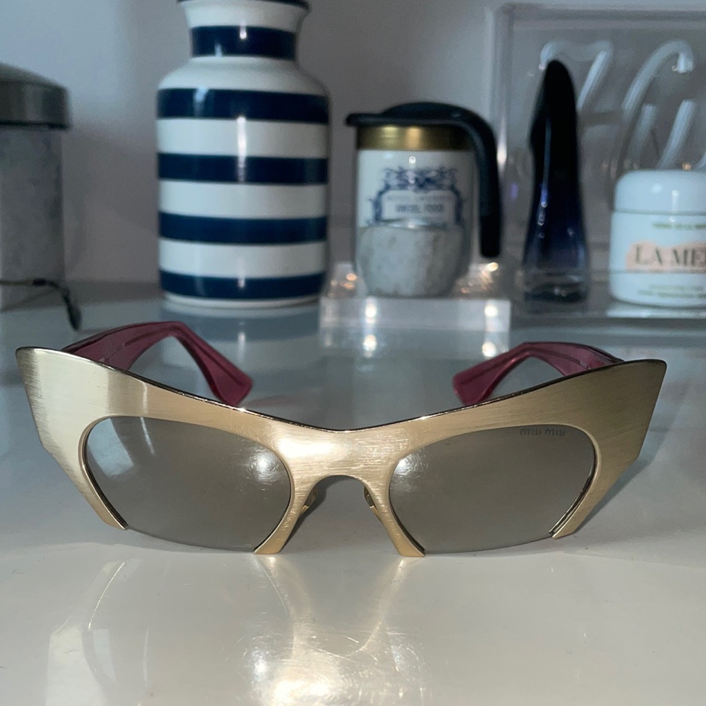 Miu Miu Vintage Cat Eye Metallic Gold Sunglasses